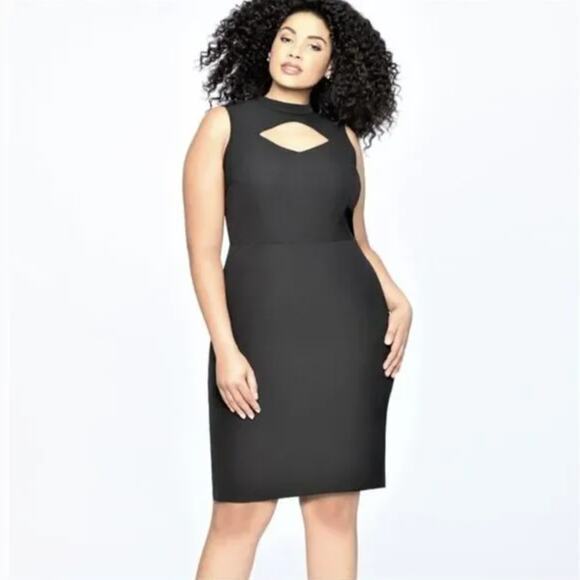 NEW‎ Eloquii black rhombus cut out front sheath dress, plus size 22 - Picture 1 of 16